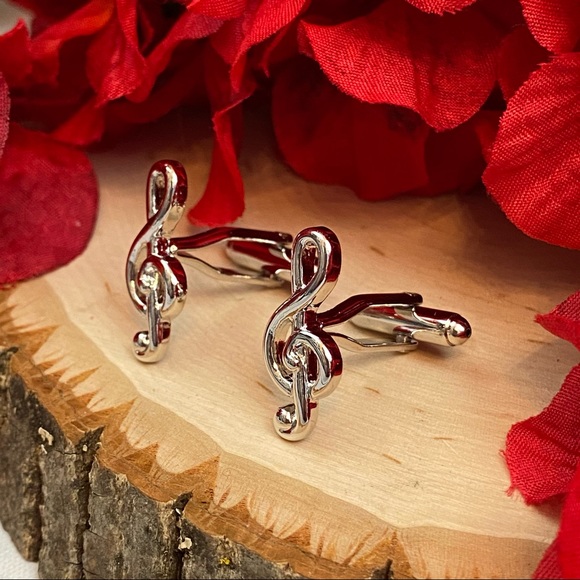 Silver Musical Note Cufflinks - Picture 8 of 16